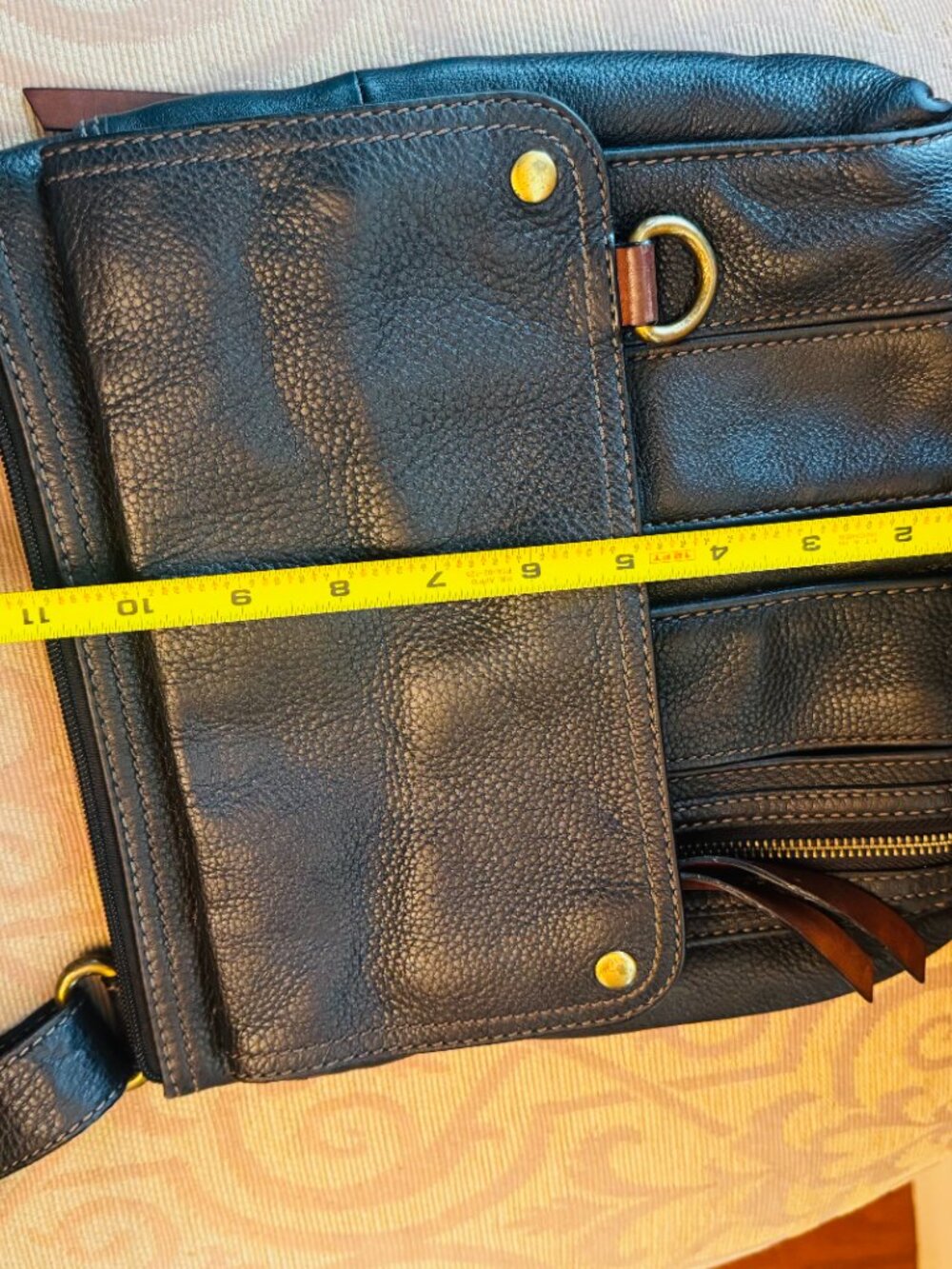 Fossil Morgan Traveler Black Soft Pebble Leather Organizer Crossbody Bag READ - Picture 14 of 15